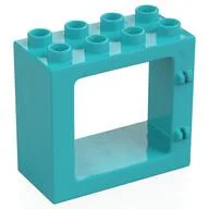 Duplo Door / Window Frame Flat Front Surface, Completely Open Back, Medium Azure