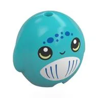 Pillow Plush Toy with Narwhal, White Chest, Dark Blue Dots Print, Medium Azure