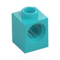 Technic Brick 1 x 1 with Pin Hole, Medium Azure