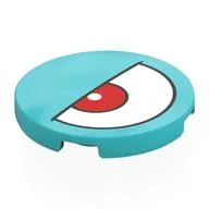 Tile Round 3 x 3 with Half Open White Eye, Red Iris Left Print, Medium Azure