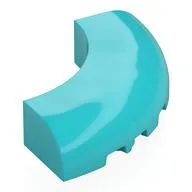 Brick Round Corner 5 x 5 x 1 Curved, Bottom Cut Outs, No Studs, 9 Bottom Tubes, Medium Azure