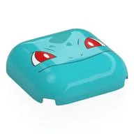 Brick Round, Curved 4 x 4, Bulbasaur Face with Red Eyes Print, Medium Azure