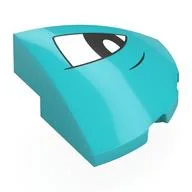Brick Round Corner, Curved 3 x 3 x 1 Quarter Circle with White Eye, Squinting, Left Print, Medium Azure