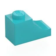Brick Curved 2 x 1 with Inverted Cutout, Medium Azure