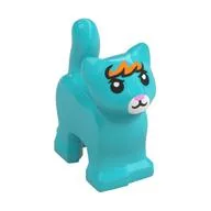 Animal, Cat, Kitten, Short Tail, with Orange Pony, White Nose Print, Medium Azure