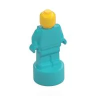 Minifig Trophy Statuette with Yellow Head Pattern, Medium Azure