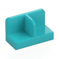 Panel 1 x 2 x 1 with Rounded Corners and Central Divider, Medium Azure