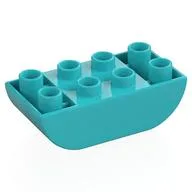 Duplo Brick 2 x 4 Curved Bottom, Medium Azure