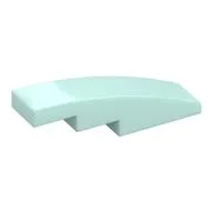 Brick Curved 4 x 1 No Studs [Stud Holder with Symmetric Ridges], Light Aqua