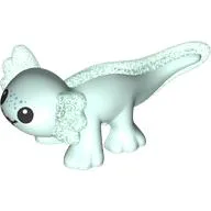 Animal, Axolotl with Opal Trans-Blue Tail, Ears Pattern, Face Print, Light Aqua