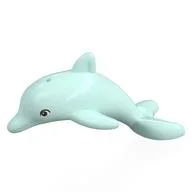 Animal, Dolphin, Jumping with Brown Eyes Print, Light Aqua