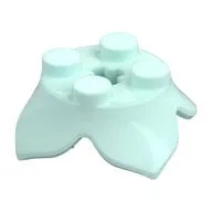 Plant, Leaves, Round 2 x 2 x 2/3 with + Axle Hole and 4 Leaf Extensions, Light Aqua