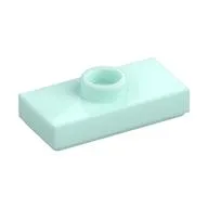 Plate Special 1 x 2 with 1 Stud with Groove and Inside Stud Holder (Jumper), Light Aqua