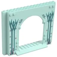 Panel 4 x 16 x 10 with Gate with Metallic Blue Trees, Ice Crystals and Stars Print, Light Aqua