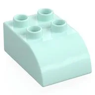 Duplo Brick 2 x 3 with Curved Top, Light Aqua