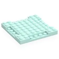 Plate Special 8 x 8 x 2/3 with Four 1 x 4 Recessed Edges, Light Aqua