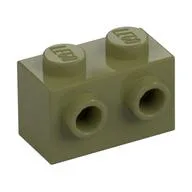 Brick Special 1 x 2 with 2 Studs on 1 Side, Olive Green