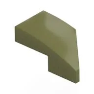 Brick Wedged, Curved 2 x 1 with Stud Notch Left, Olive Green