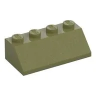 Brick Sloped 45° 2 x 4, Olive Green