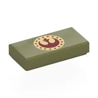 Tile 1 x 2 with Tan/Dark Red New Republic Logo Print, Olive Green