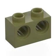 Technic Brick 1 x 2 [2 Pin Holes], Olive Green