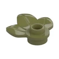 Plant, Plate 1 x 1 Round with 3 Leaves, Olive Green