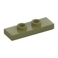 Plate Special 1 x 3 with 2 Studs with Groove and Inside Stud Holder (Jumper), Olive Green