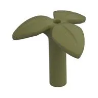 Plant, Stem with 3 Leaves and Bottom Pin, Olive Green