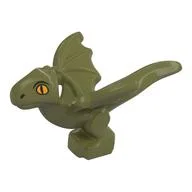 Creature, Dragon, Baby with Yellow Eyes Print (Norbert), Olive Green
