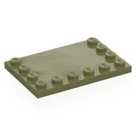 Plate Special 4 x 6, Studs on 3 Edges, Olive Green