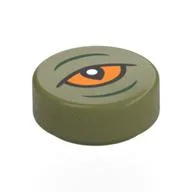 Tile Round 1 x 1 with Dewback Eye Print, Olive Green