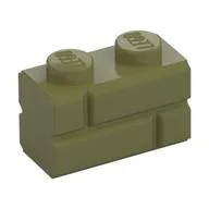 Brick Special 1 x 2 with Masonry Brick Profile, Olive Green