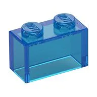 Brick 1 x 2 without Bottom Tube, Trans-Dark Blue