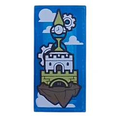 Tile 1 x 2 with Sandman's Tower Print, Trans-Dark Blue