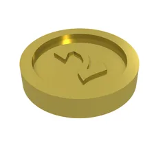 Money / Coin with "2" Gothic Type, Chrome Gold
