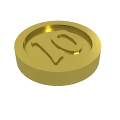 Money / Coin with "10" Gothic Type, Chrome Gold