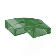 Brick Curved 2 x 1 No Studs [1/2 Bow], Trans-Green
