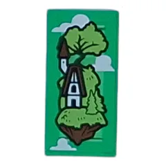 Tile 1 x 2 with Cabin, Tree on Floating Rock Print, Trans-Green