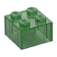 Brick 2 x 2 without Inside Ridges, Trans-Green