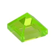 Brick Sloped 45° 1 x 1 x 2/3 Quadruple Convex [Pyramid], Trans-Bright Green