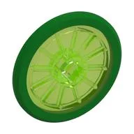 Wheel Wheelchair with Fixed Bright Green Hard Rubber Tire, Trans-Bright Green