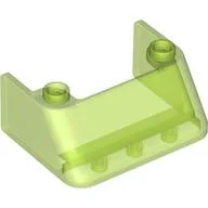 Windscreen 3 x 4 x 1 1/3 with 2 Studs on Top, Trans-Bright Green