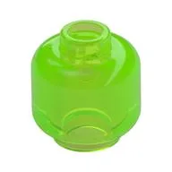 Minifig Head [Plain] [Vented Stud - 2 Holes], Trans-Bright Green