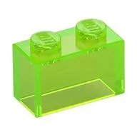 Brick 1 x 2 without Bottom Tube, Trans-Bright Green