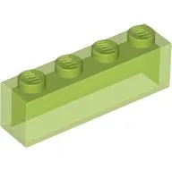 Brick 1 x 4 without Bottom Tubes, Trans-Bright Green