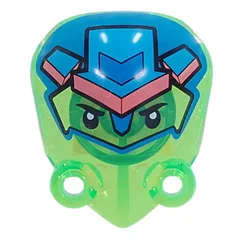 Large Figure Limb Cover 4 x 5 with 2 Studs with Black Eyes, Dark Azure Mask, Medium Azure/Coral Arrow Print, Trans-Bright Green