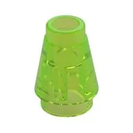Cone 1 x 1 [Top Groove], Trans-Bright Green