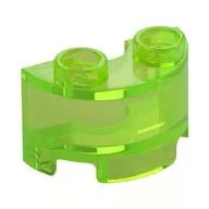 Brick Round, Half 1 x 2, Trans-Bright Green