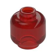 Minifig Head [Plain] [Vented Stud - 2 Holes], Trans-Red