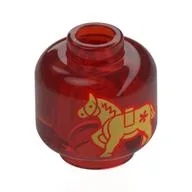 Minifig Head, Lantern with Gold Horses Print, Trans-Red